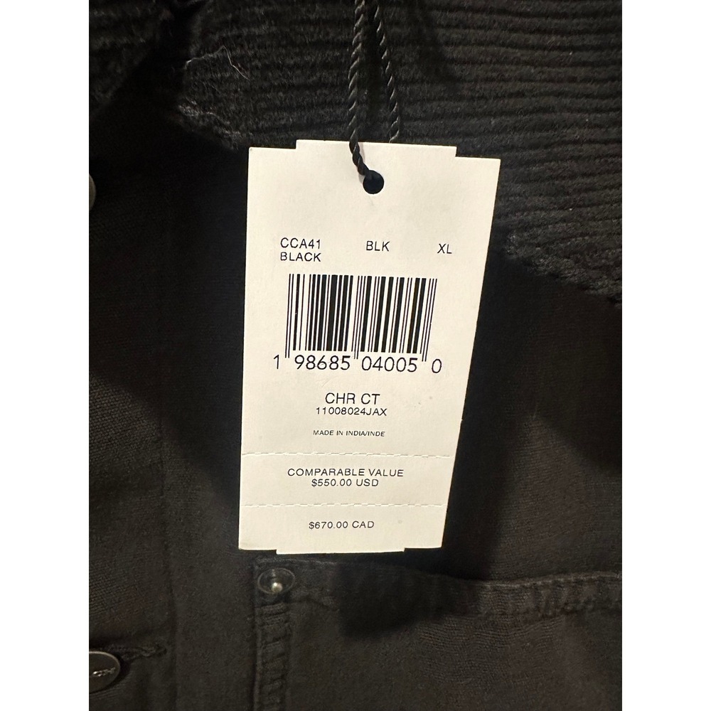Coach Mens Chore Coat Black Canvas Jacket Corduroy Collar CCA41 XL New Tags - Picture 3 of 6